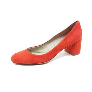 Sant M Italian Block Heel Pumps Round Toe Orange Suede Leather Sole Italy US 9.5